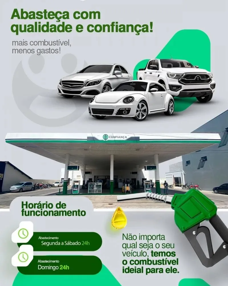 Quer um combustível que faz diferença no seu veículo? É na Rede de Postos Confiança em Pedro II!