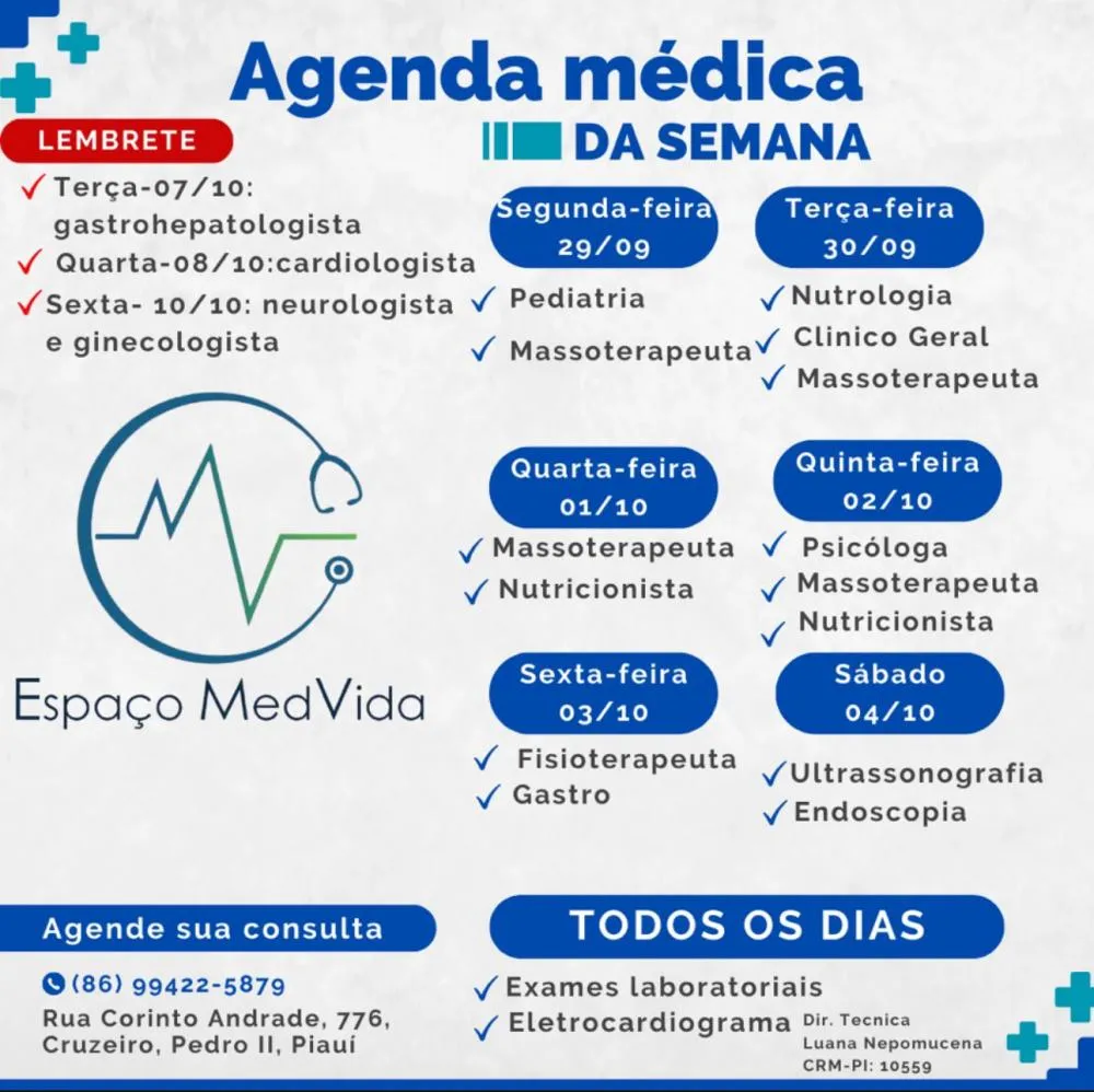 Sua saúde em dia: confira a agenda semanal do Espaço MedVida!