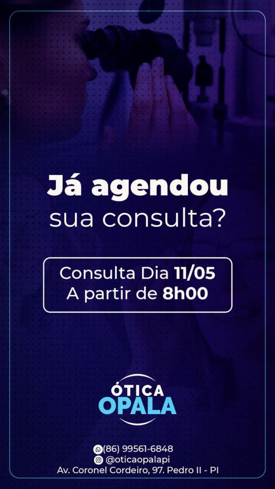 Agende já a sua consulta de vista na Ótica Opala de Pedro II; confira agenda de atendimento!