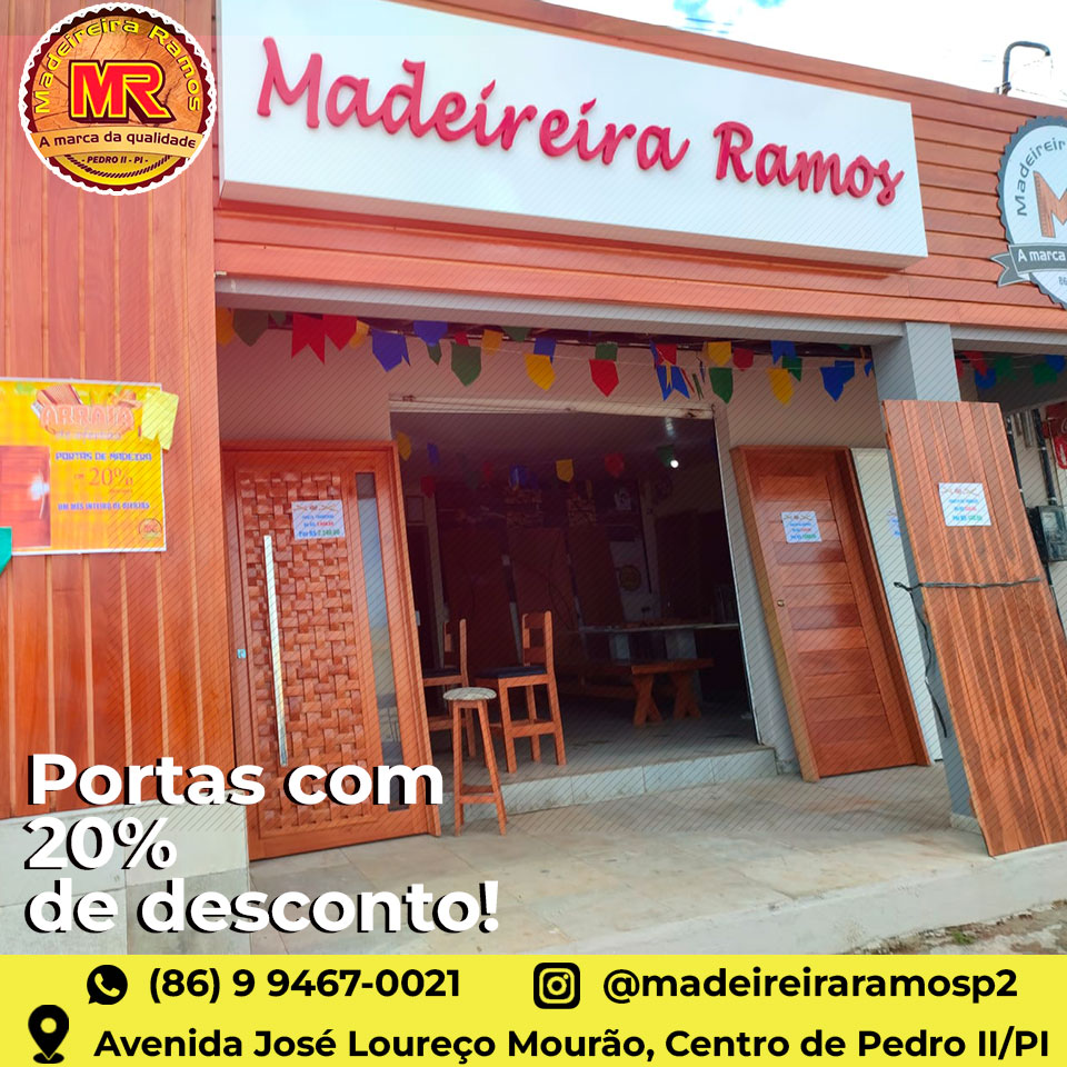“Arraiá de Ofertas” na Madeireira Ramos: Toda seção de porta de madeira com 20% de desconto
