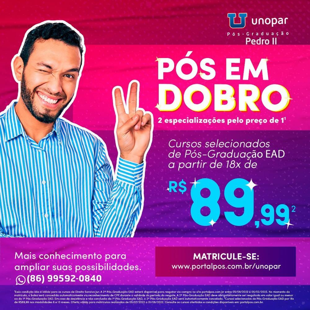 Pós em Dobro na Unopar: 2 especializações no valor de 1; aproveite! 