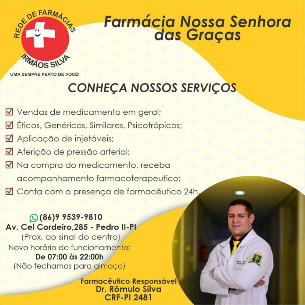 A Farmácia Nossa Senhora das Graças é referência em medicamentos éticos, genéricos, similares e psicotrópicos! 