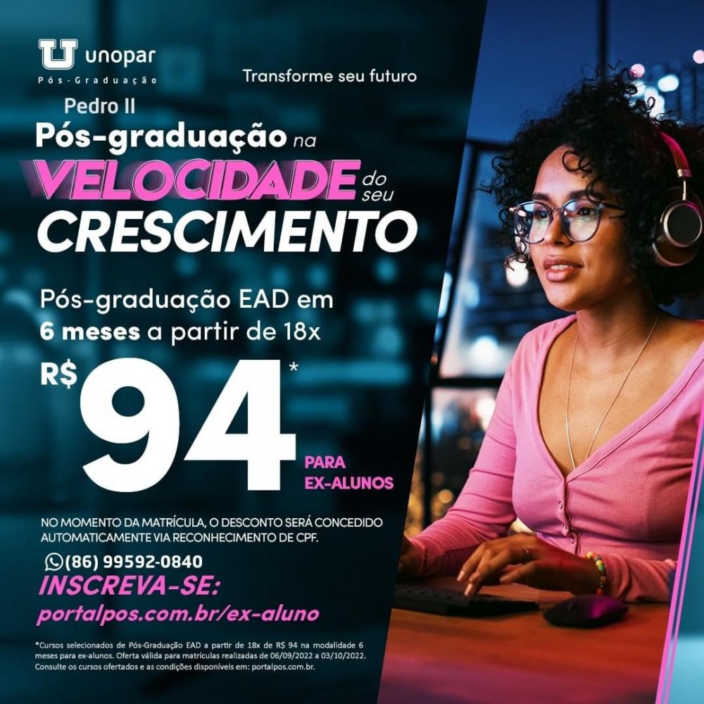 O seu crescimento profissional não pode parar! Realize já a sua pós-graduação na Unopar Polo P2