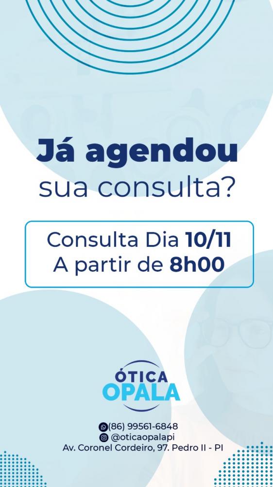 Agende já a sua consulta de vista na Ótica Opala de Pedro II; confira agenda de atendimento!
