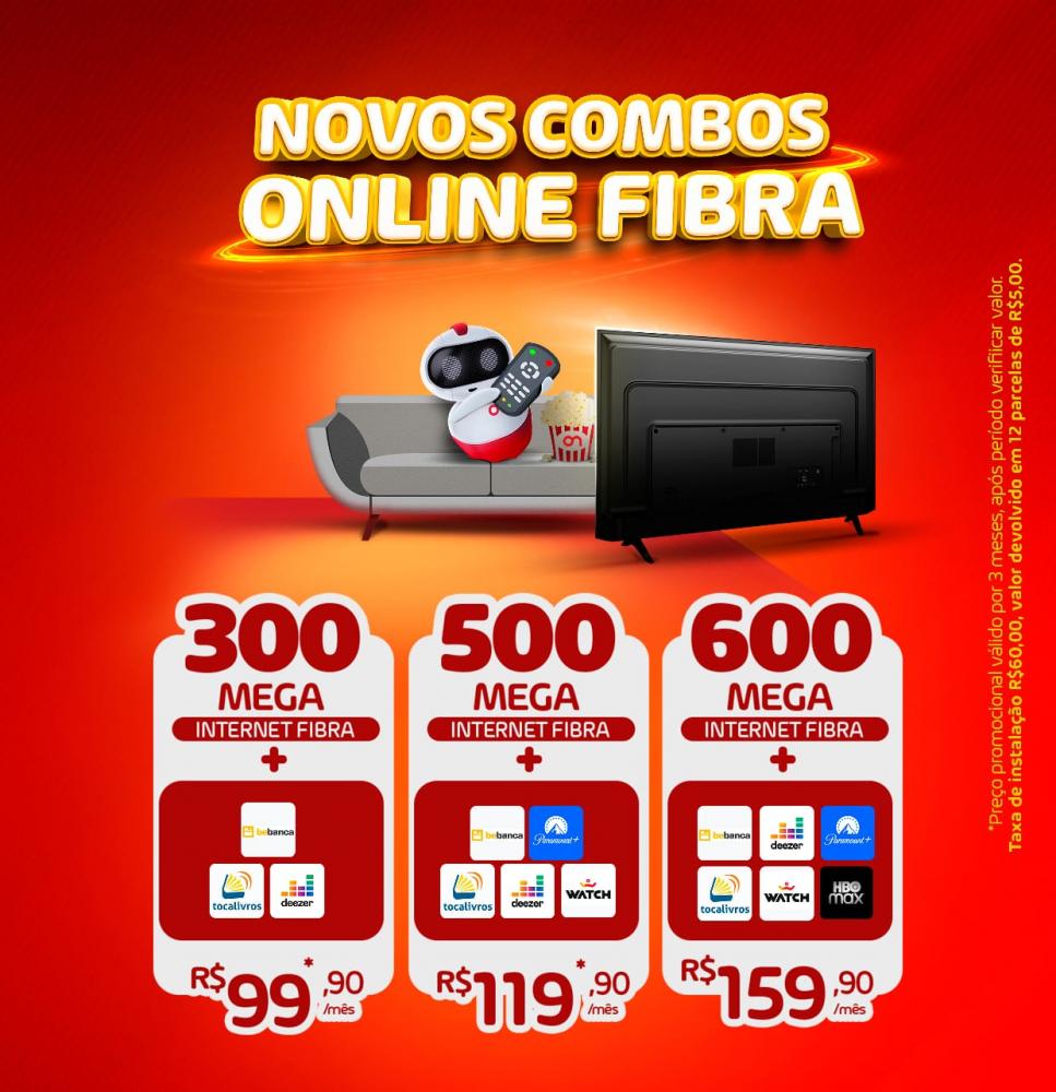 Novos combos Online Fibra; assine já! 