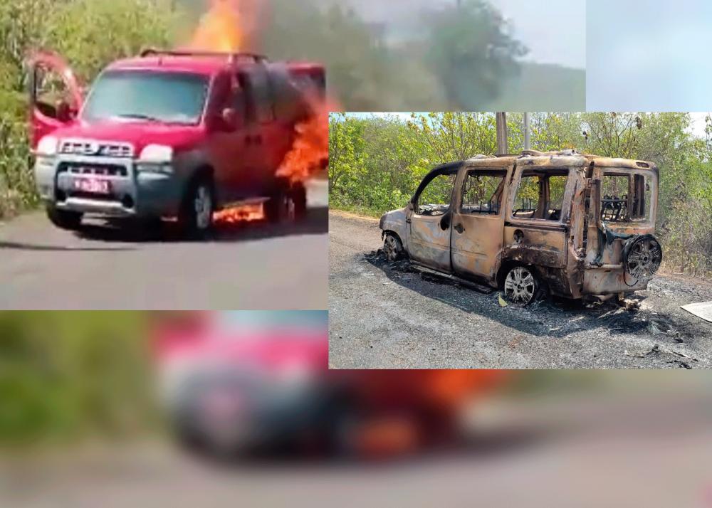 Carro que seguia para Pedro II pega fogo e fica completamente destruído na PI-327 entre Lagoa de São Francisco e Piripiri
