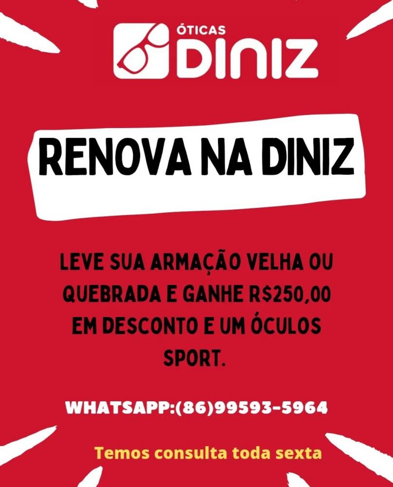 Obtenha visão perfeita com a variedade em armações e lentes de qualidade da Ótica Diniz!