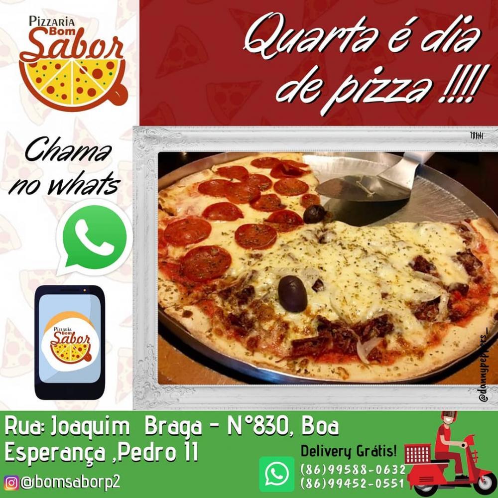 Quarta é dia de futebol e Pizza! Faça o seu pedido na Pizzaria Bom Sabor de Pedro II
