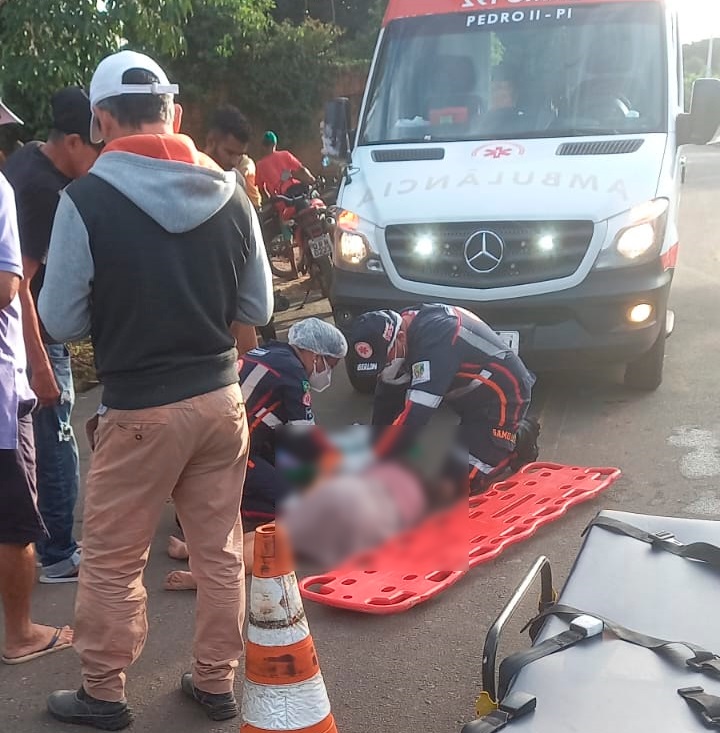 Acidente deixa mãe e filho feridos após colisão com cachorro em Pedro II
