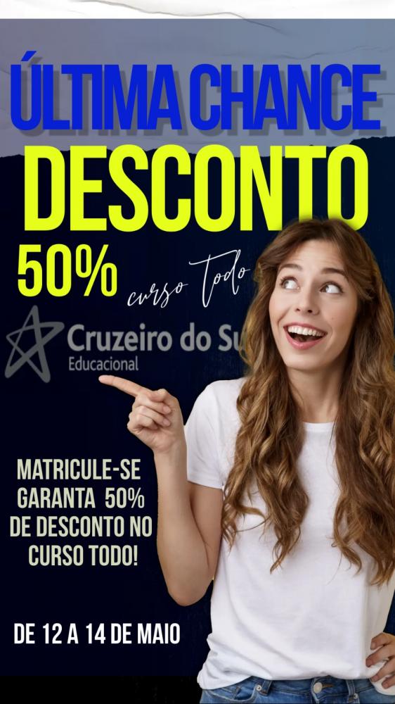 Venha para o Cruzeiro do Sul Virtual, sua chance de economizar 50% e garantir seu futuro profissional
