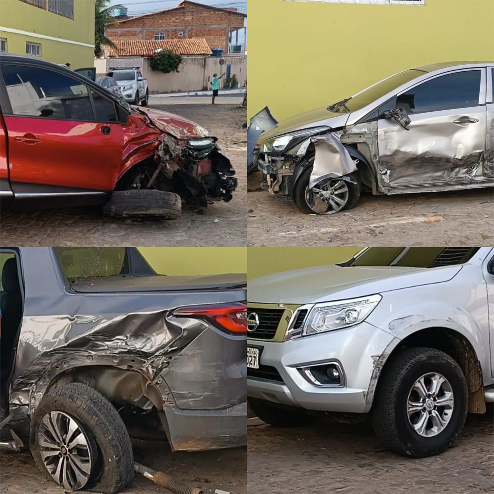 Forte colisão envolvendo quatro veículos é registrada durante a madrugada em Pedro II