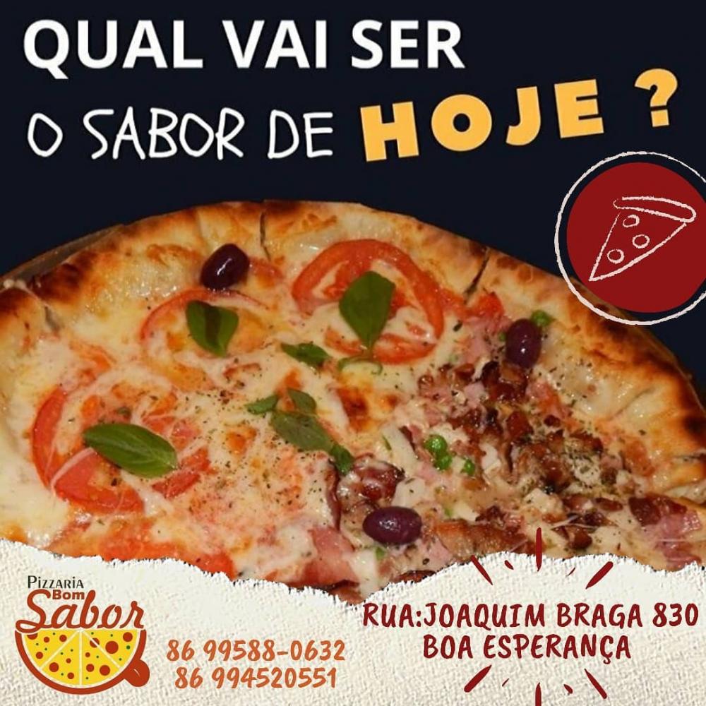 Domingo é dia de pizza! Faça o seu pedido agora mesmo, na Pizzaria Bom Sabor de Pedro II