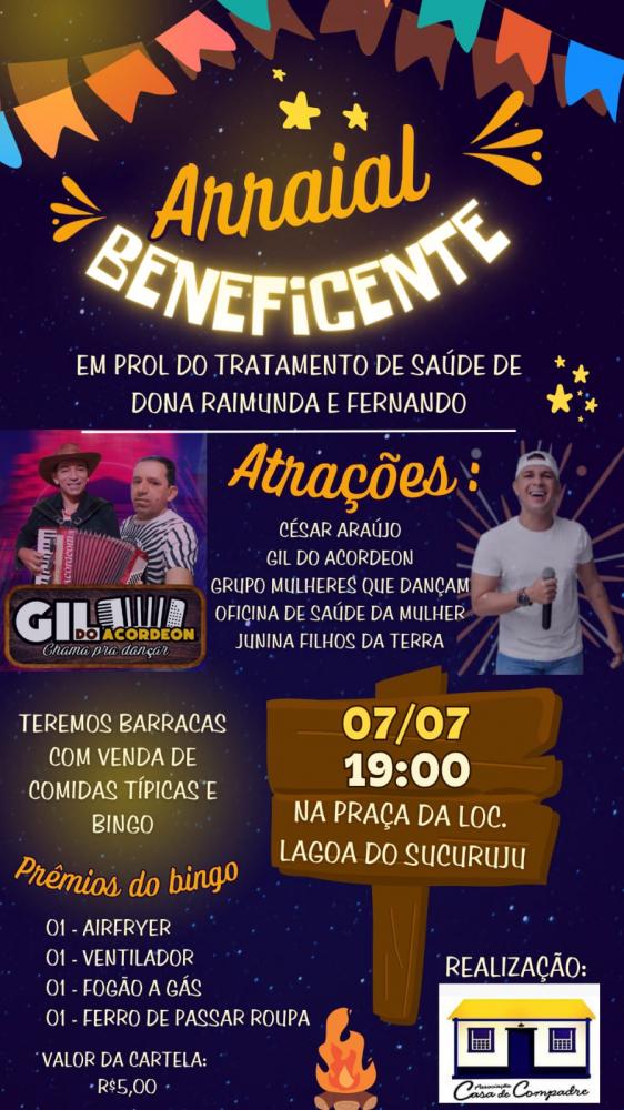 Não perca nesta sexta-feira (07) um Arraial Beneficente na Lagoa de Sucuruju, zona rural de Pedro II: Uma festa solidária em apoio a tratamentos de saúde
