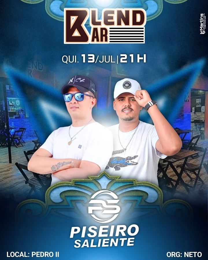 Música ao vivo e muita animação com Piseiro Saliente na quinta do Blend Bar!
