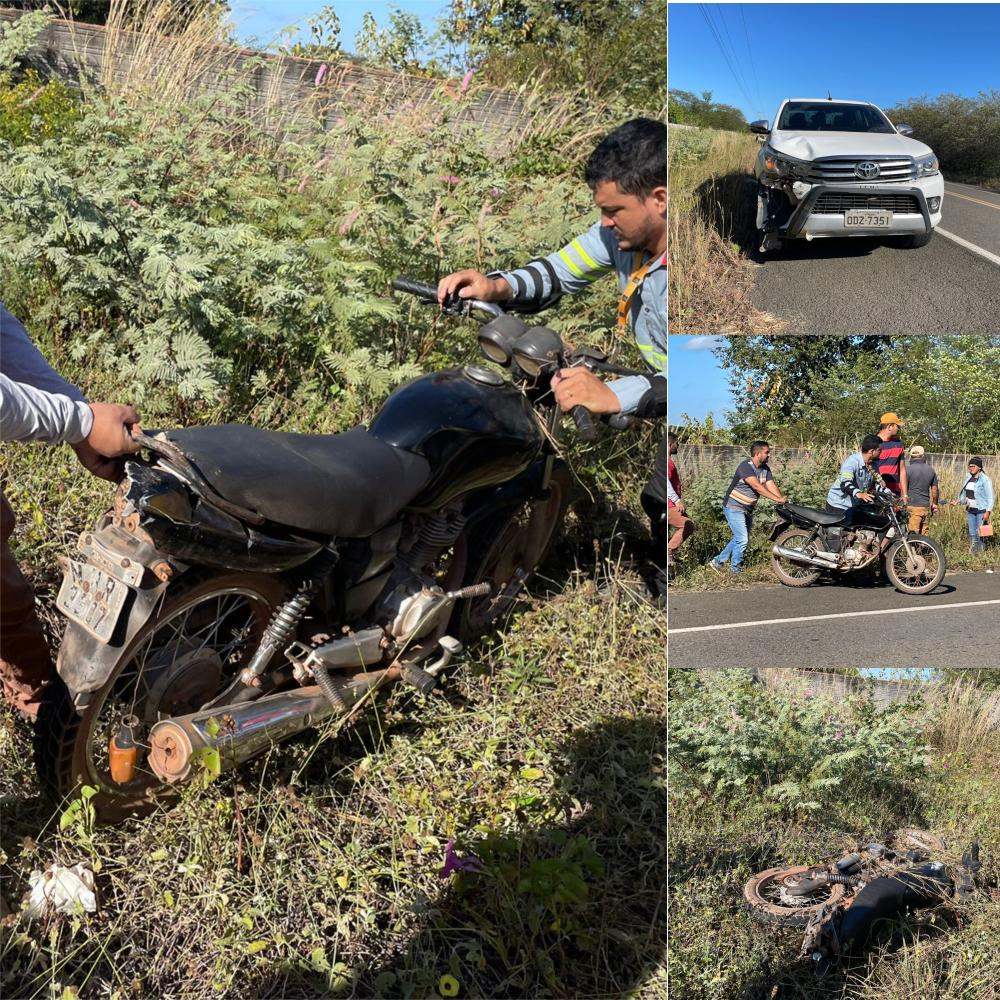 Acidente entre carro e moto deixa pai e filho feridos em Pedro II