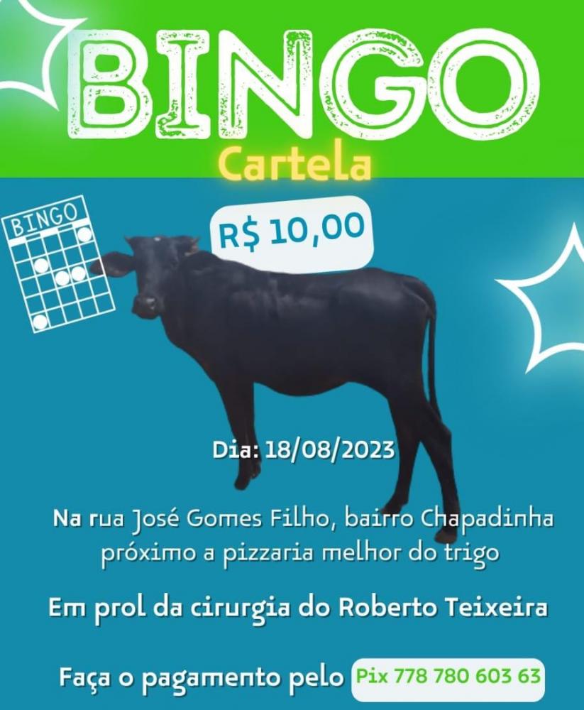Participe do bingo beneficente em apoio à saúde do pedrossegundense Roberto Teixeira!