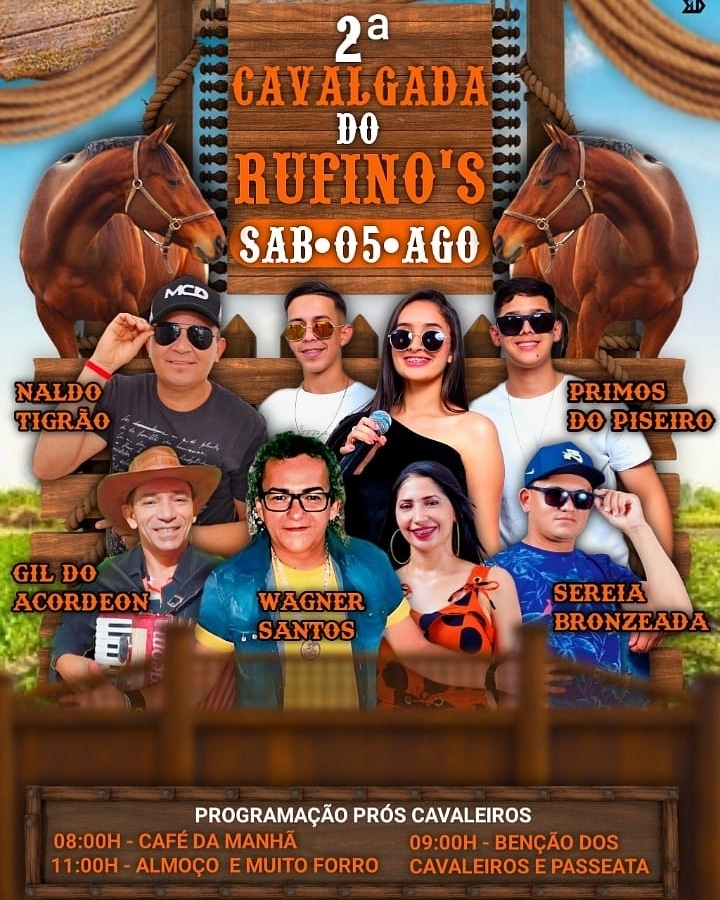 Será amanhã, dia 05 de agosto, a 2ª Cavalgada do Clube Rufino's com atrações imperdíveis!