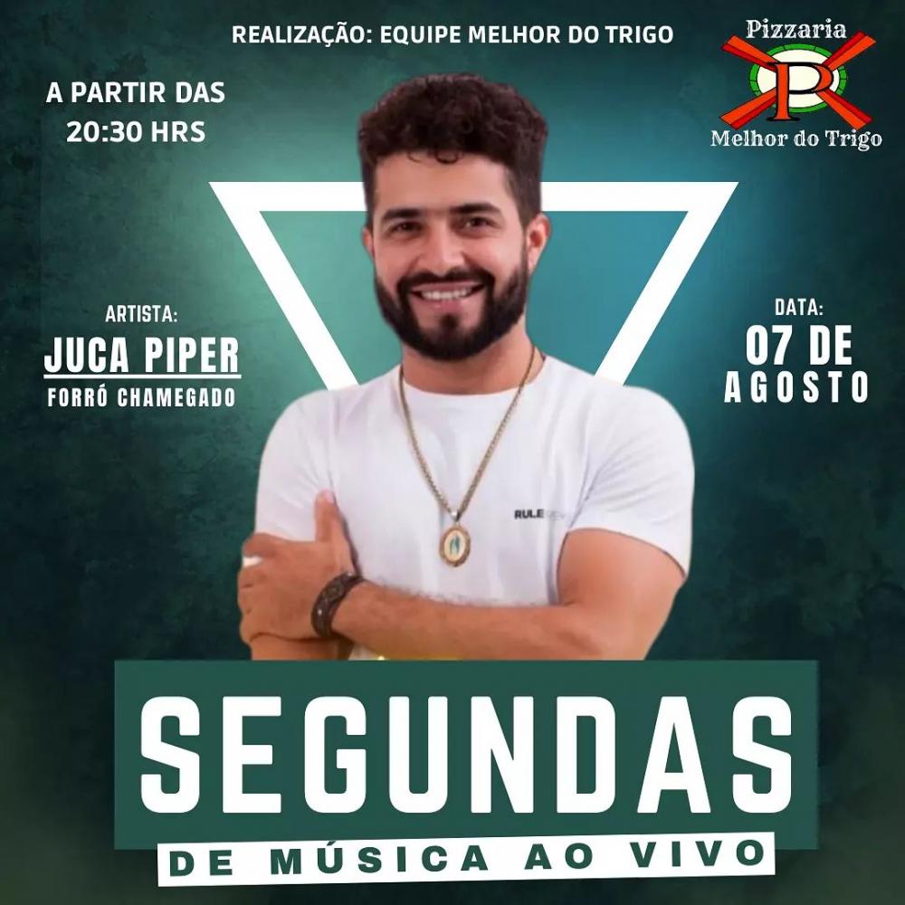 Venha curtir uma noite de músicas ao vivo com Juca Piper, nesta segunda-feira (07), na Pizzaria Melhor do Trigo!