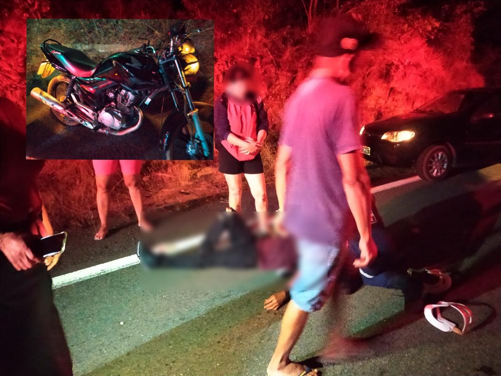 Casal fica ferido em acidente envolvendo moto e vaca na PI-477 entre Pedro II e Piripiri