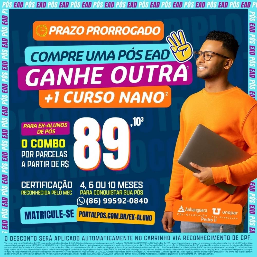 Invista no seu futuro com a Unopar Polo Pedro II, pós-graduação com o dobro de benefícios!