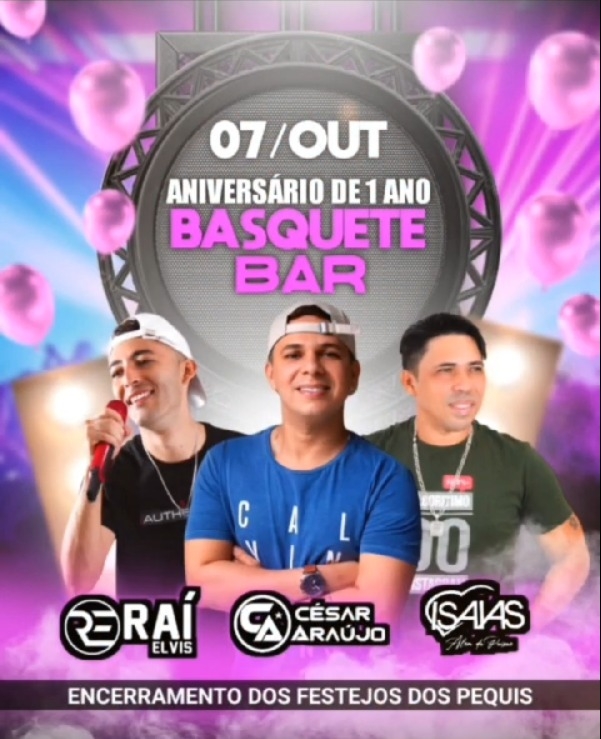 Vem aí o 1º aniversário do Basquete Bar, na localidade Pequis; Muita animação e música ao vivo, não perca!