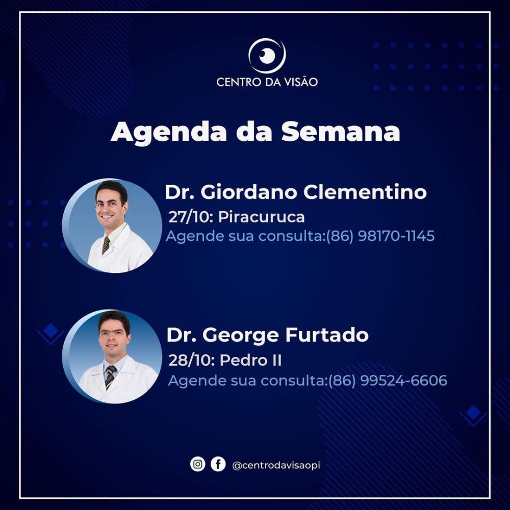 Veja a agenda da semana no Centro da Visão de Pedro II; marque já a sua consulta!