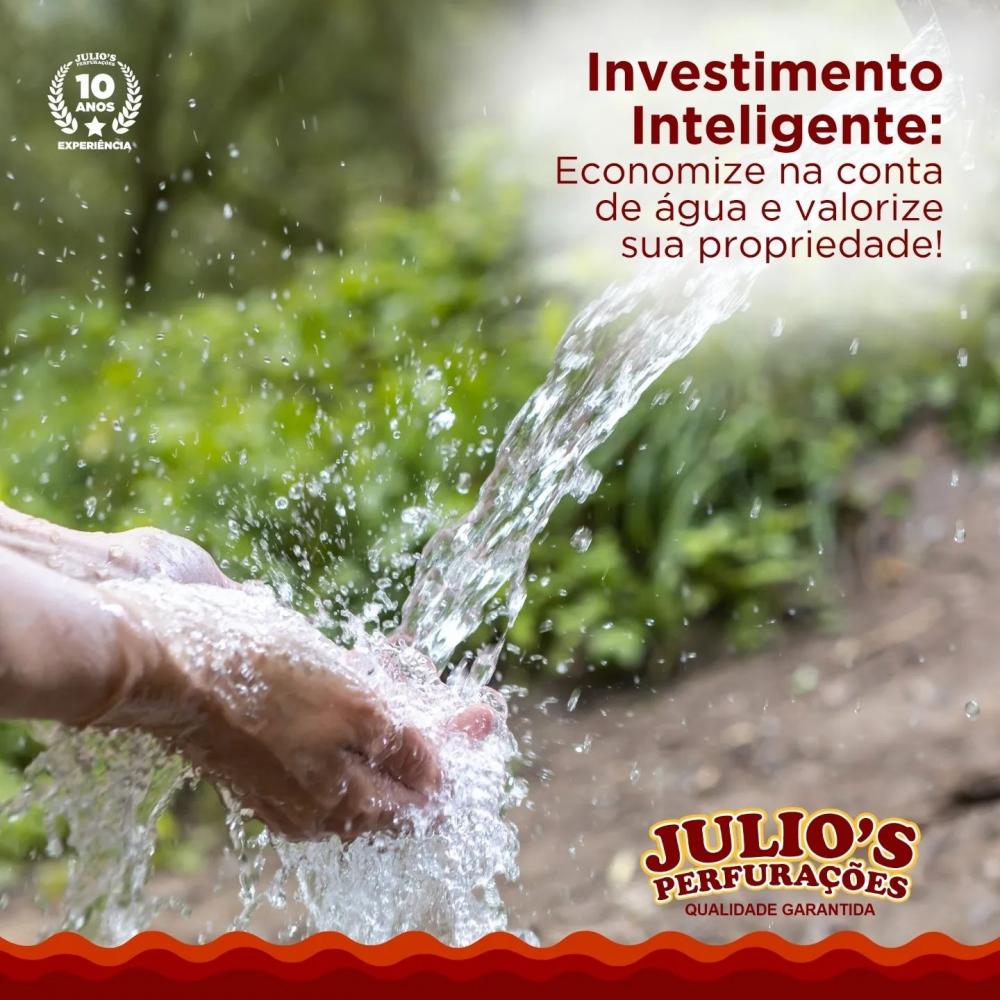 Garanta água de qualidade com a Julio's Perfurações, especialista na perfuração de poços artesianos!