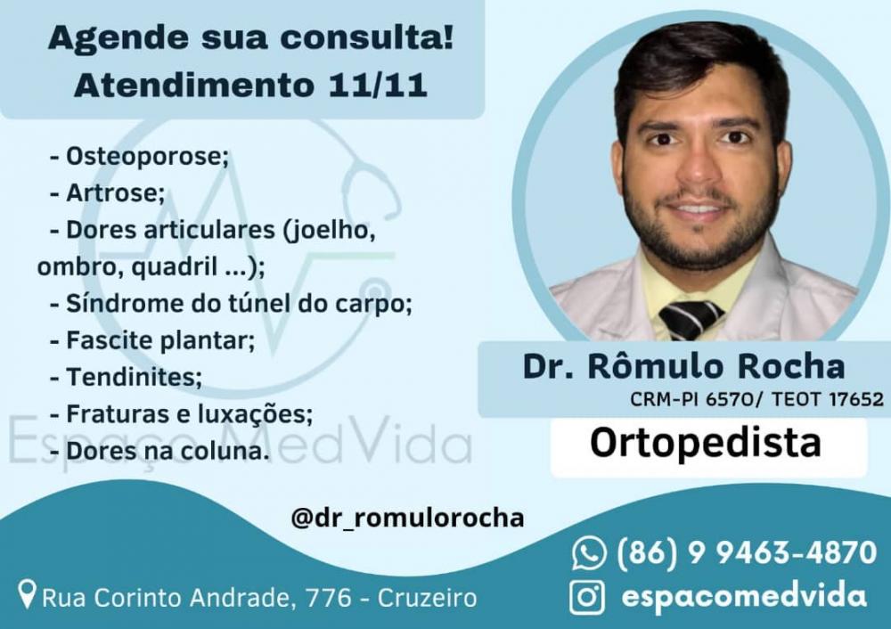 Agende já a sua consulta com o Médico Ortopedista Dr. Rômulo Rocha, que atende no Espaço MedVida; conheça as especialidades! 
