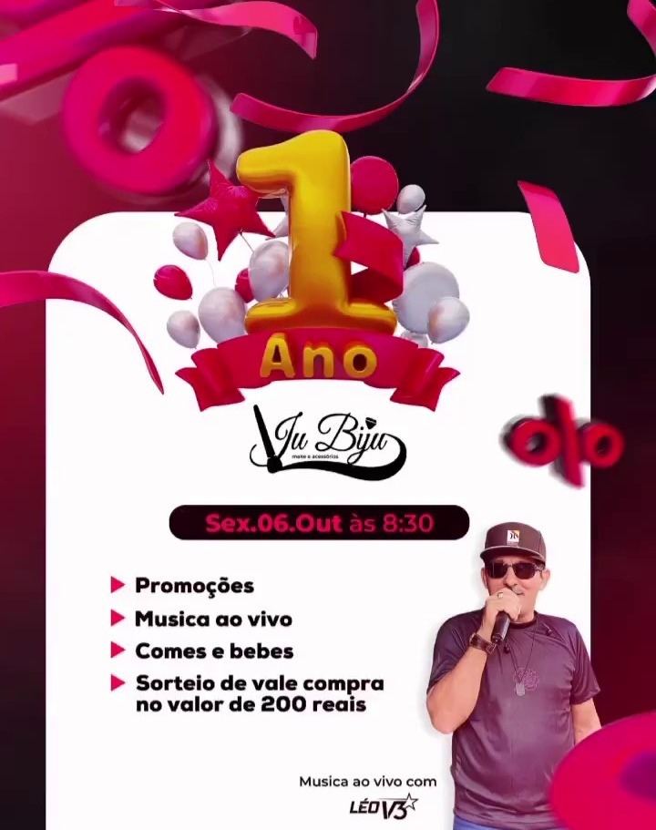 Venha comemorar o 1º aniversário da Loja Jubiju em Pedro II, promoções imperdíveis e um sorteio especial!