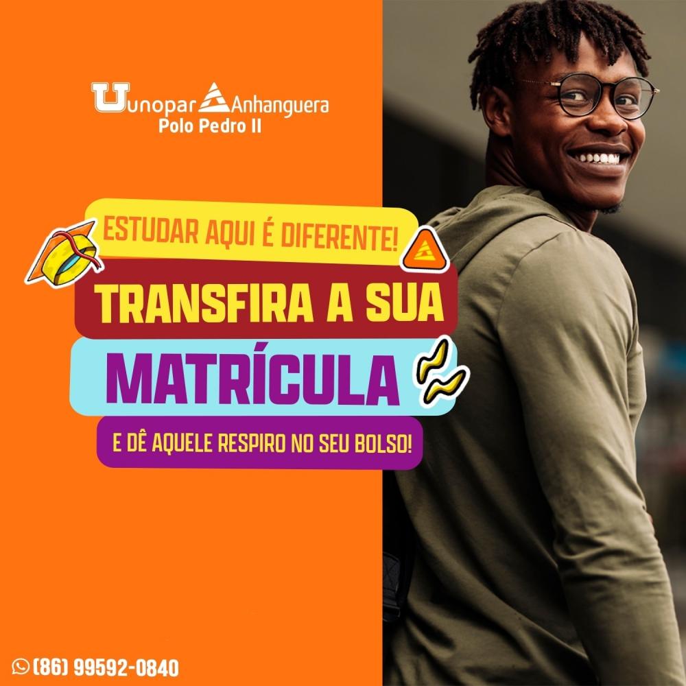 Transfira sua matrícula e desfrute das vantagens do EAD na Unopar Polo Pedro II!