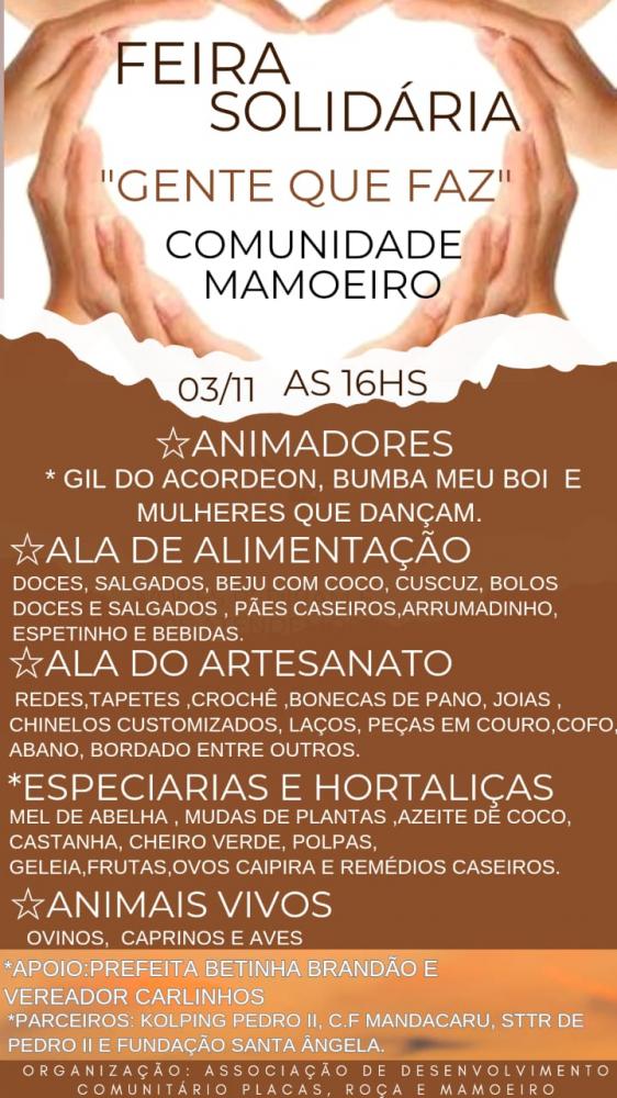 Associação de Desenvolvimento Comunitário promoverá Feira Solidária 