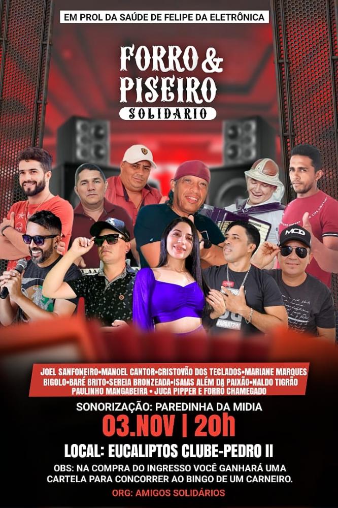 Vem aí o 'Forró & Piseiro Solidário', uma noite de música e diversão em Pedro II, não perca!
