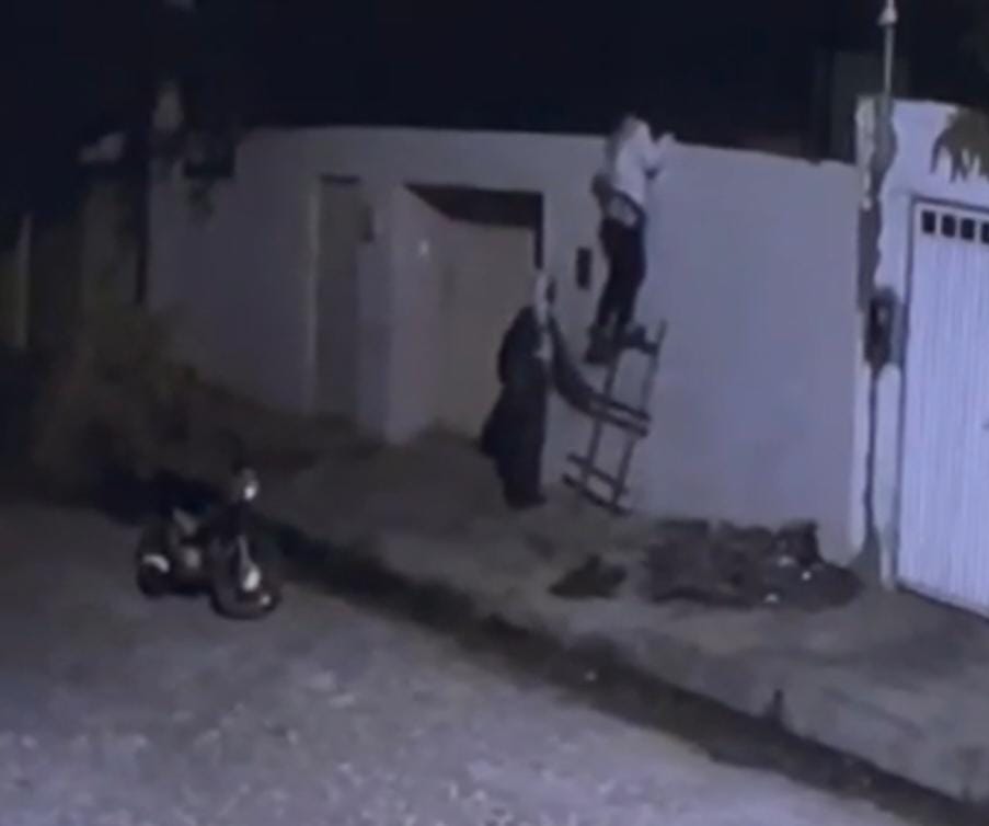 Dupla com escada é flagrada tentando invadir residências em Pedro II