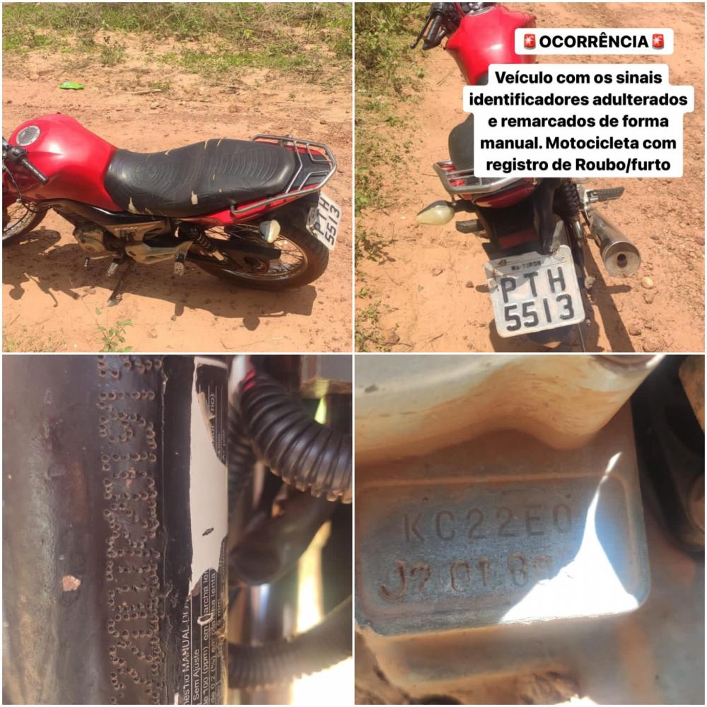 Policia Militar recupera moto com chassi e motor alterados manualmente em Pedro II