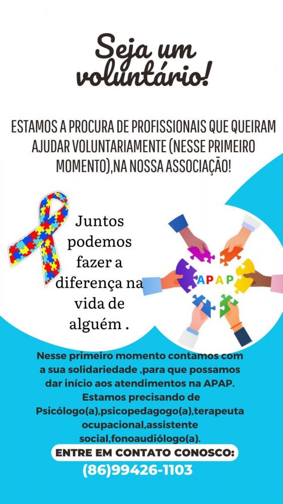 Associação de Pais e Amigos do Autista de Pedro II busca profissionais voluntários para ação de inclusão
