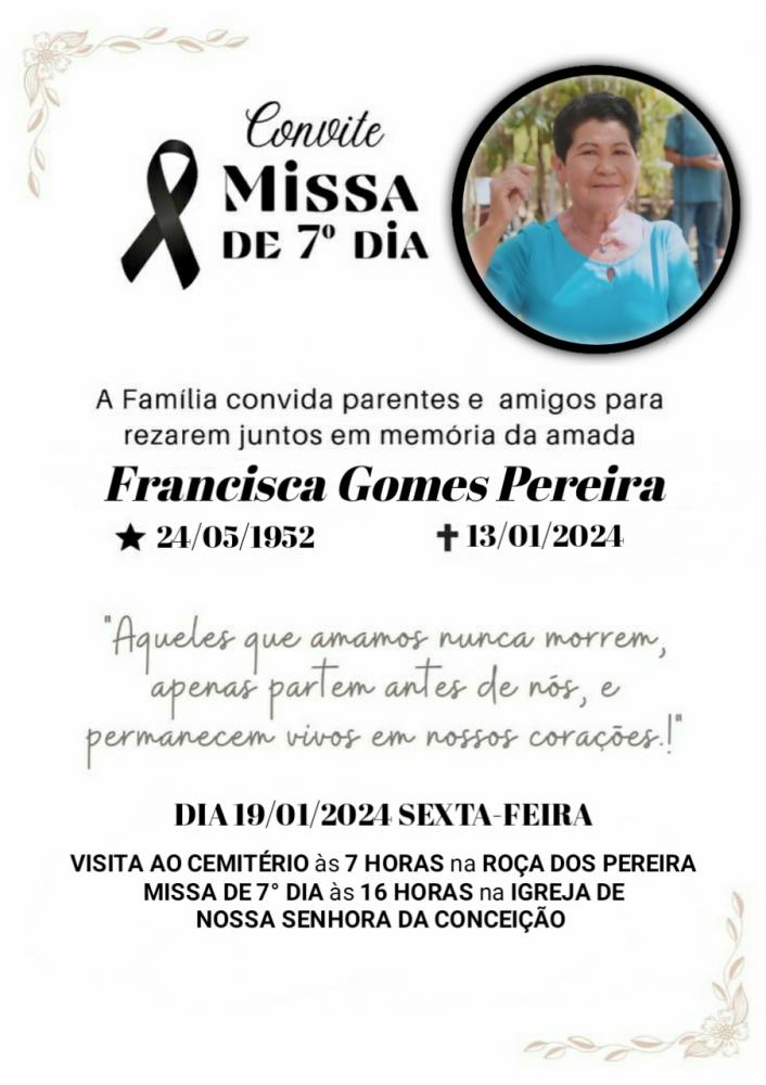 Convite missa de 7° Dia