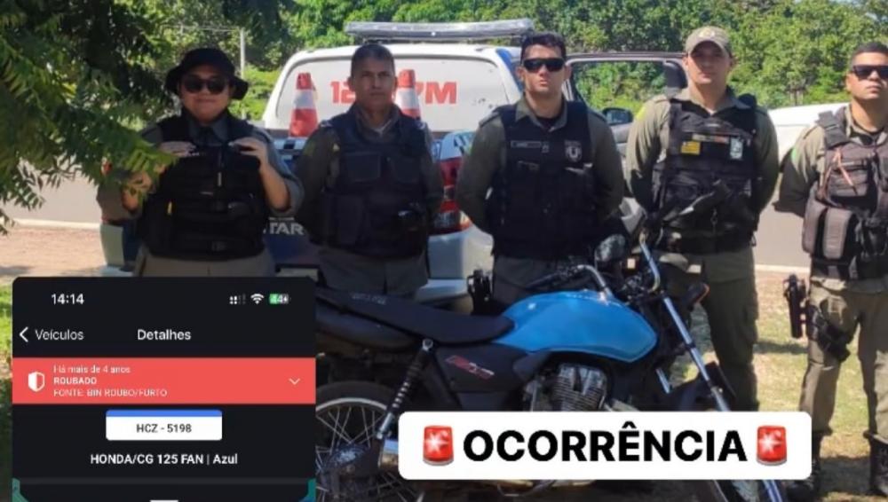 Moto roubada há 04 anos é recuperada pela PM durante 
