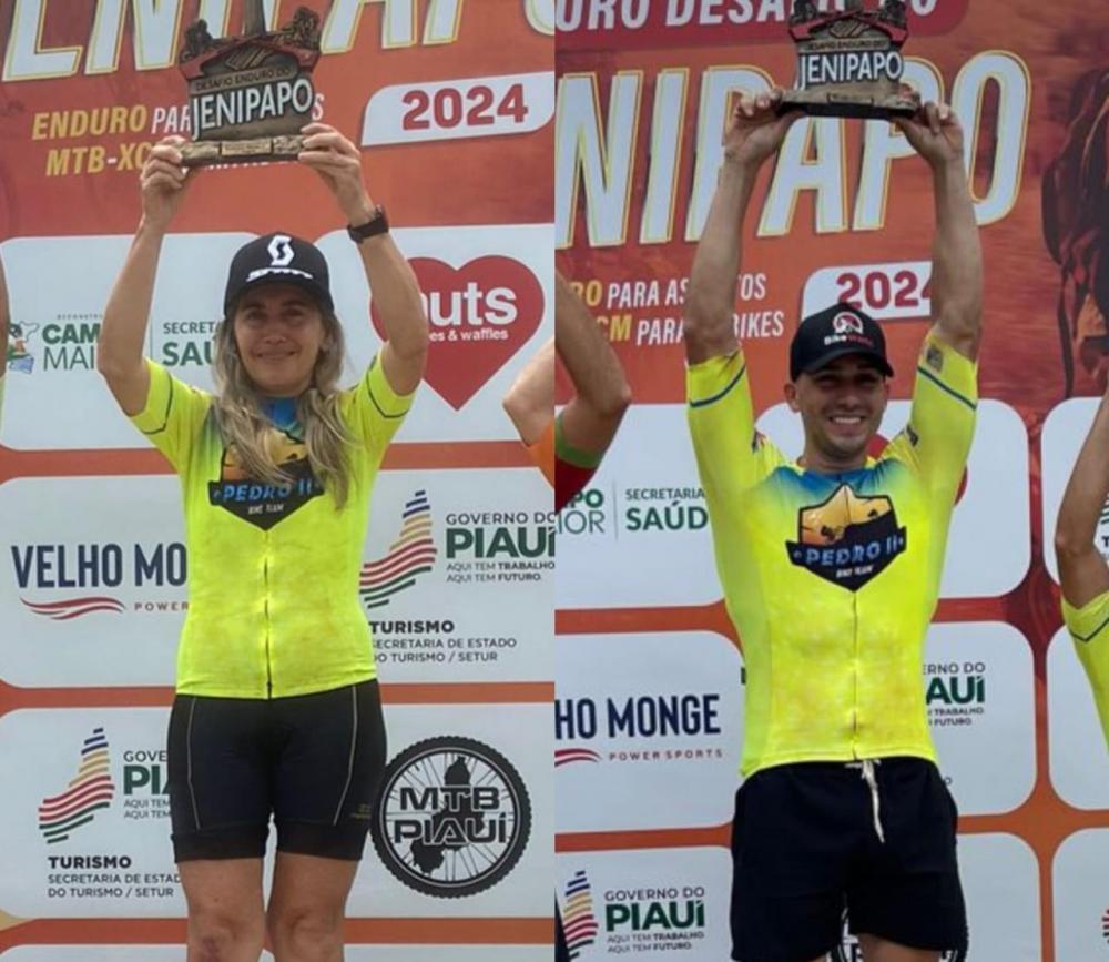 Pedrossegundenses Guilherme Nícolas e Cleudia Jane conquistam 1º lugar no pódio do Enduro Desafio do Jenipapo 2024