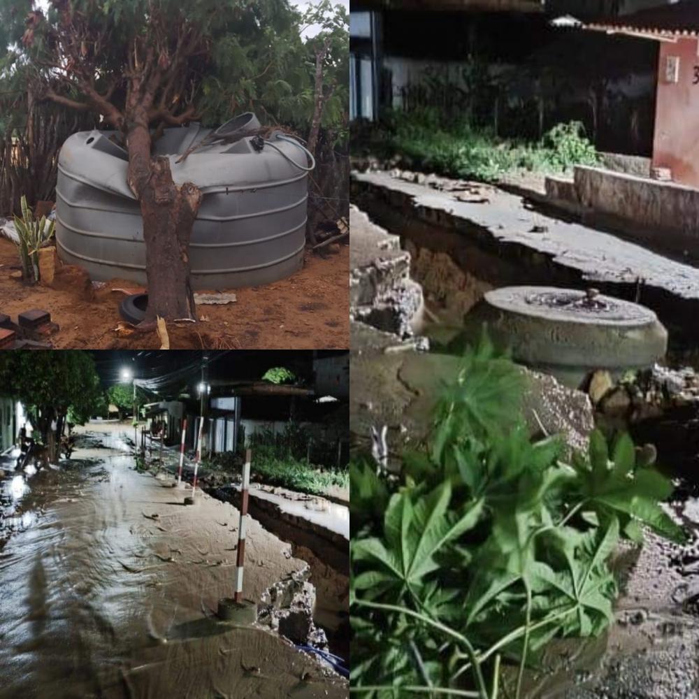 Fortes chuvas causam quedas de árvores, alagamentos e abertura de crateras em Poranga, CE
