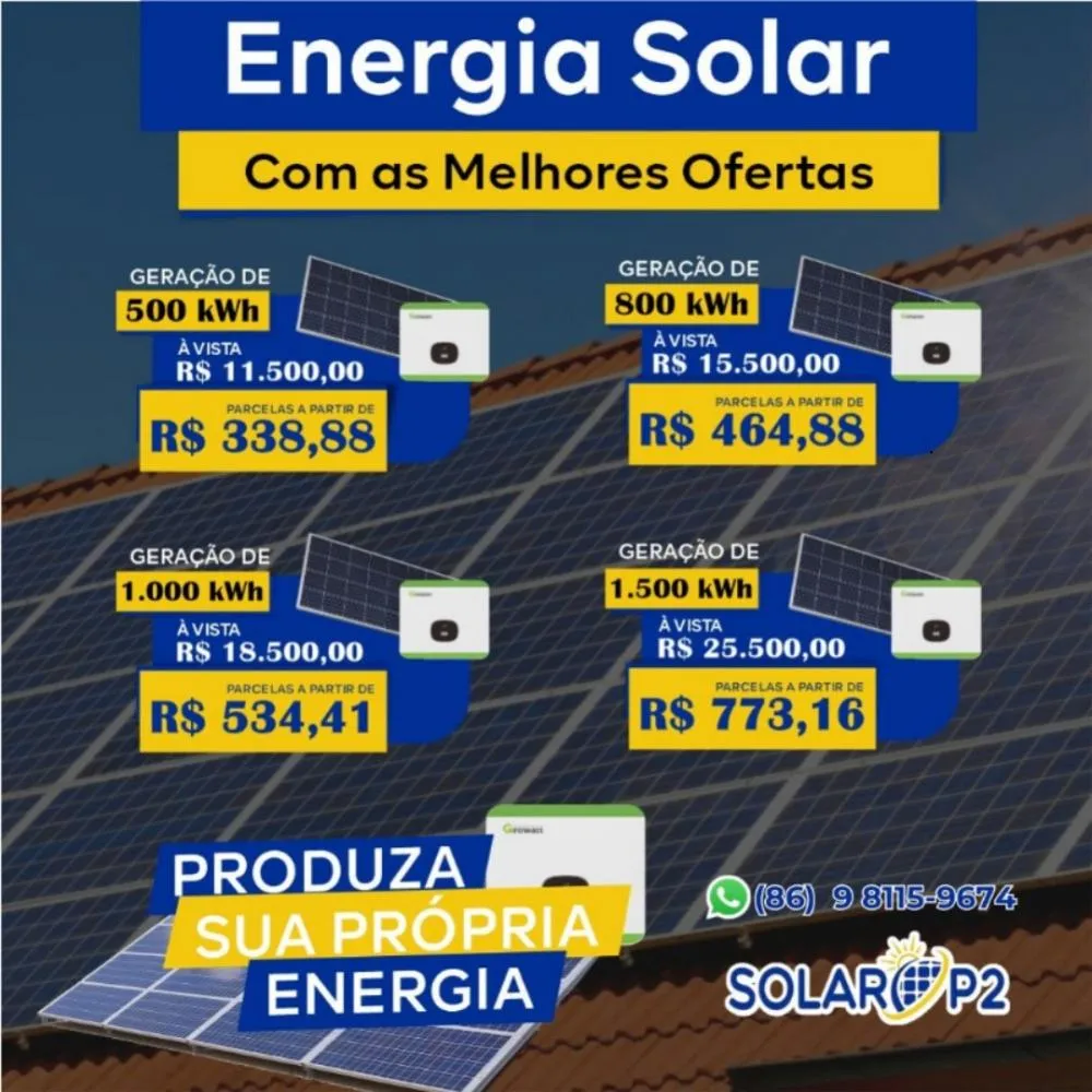 Adquira suas placas solares com condições facilitadas na Solar P2!