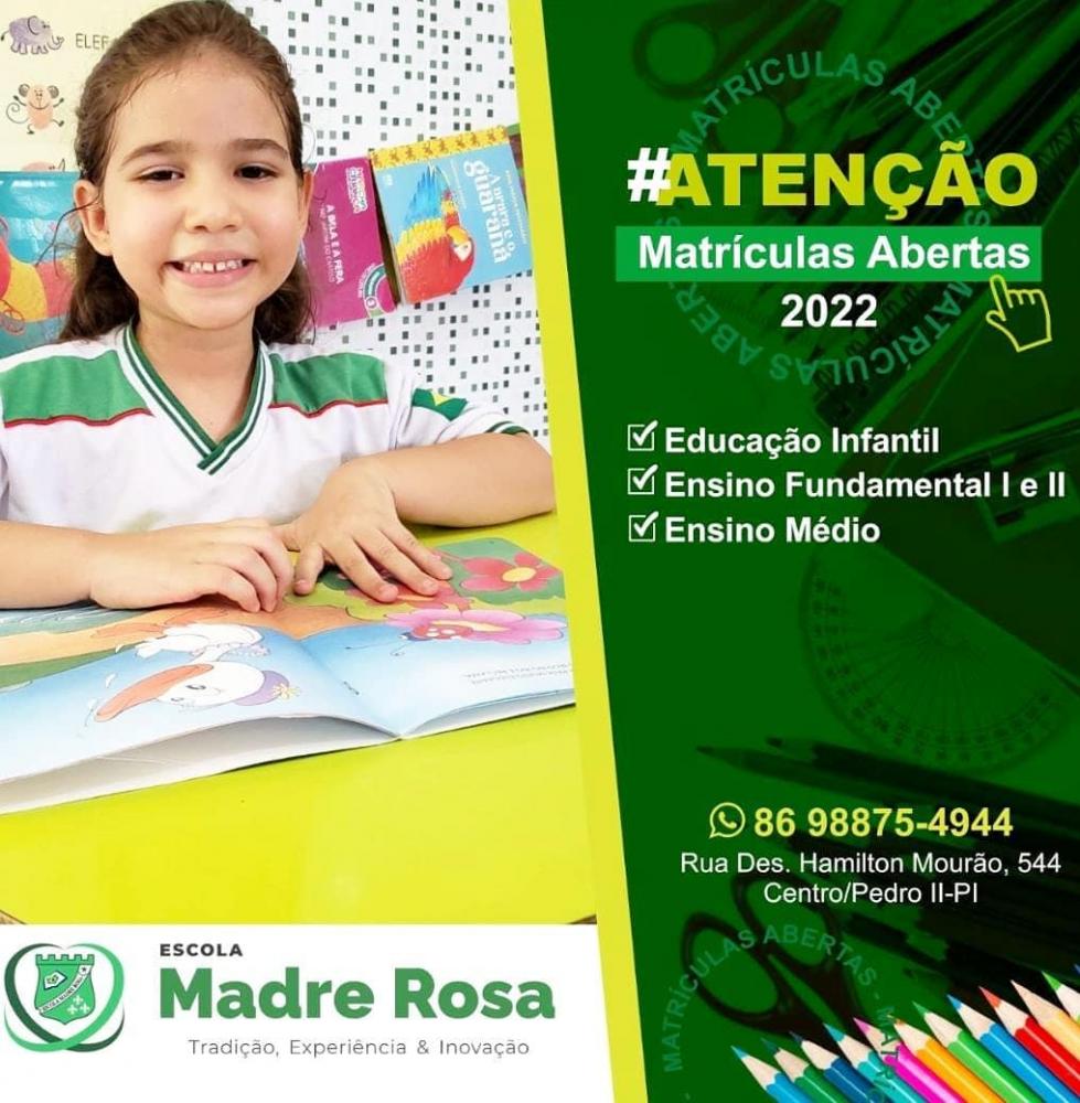 A Escola Madre Rosa segue com matrículas abertas para o Ensino Infantil, Fundamental e Médio; não perca!