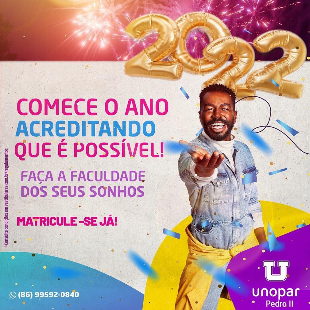Comece o ano acreditando que é possível e conquiste o seu futuro; inscreva-se já no vestibular da Unopar Polo Pedro II 