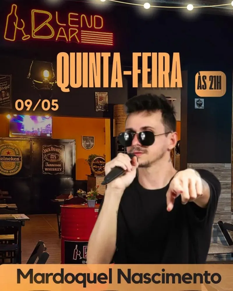 Show ao vivo de Mardoquel Nascimento na Quinta do Blend Bar, não perca!