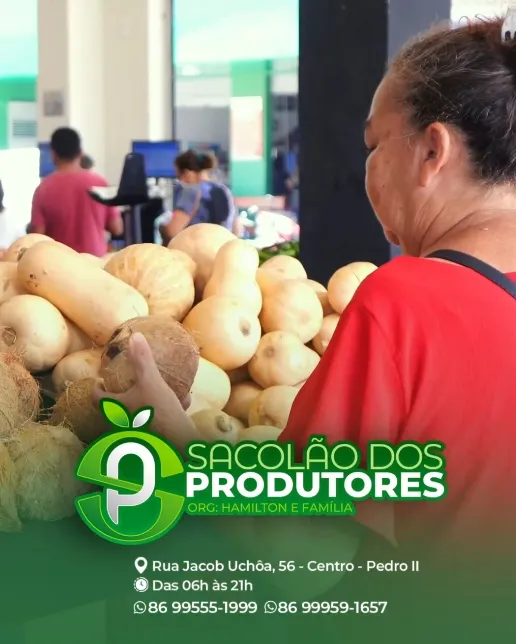 Frutas, verduras e legumes com a melhor qualidade e sabor de Pedro II você encontra no Sacolão dos Produtores!
