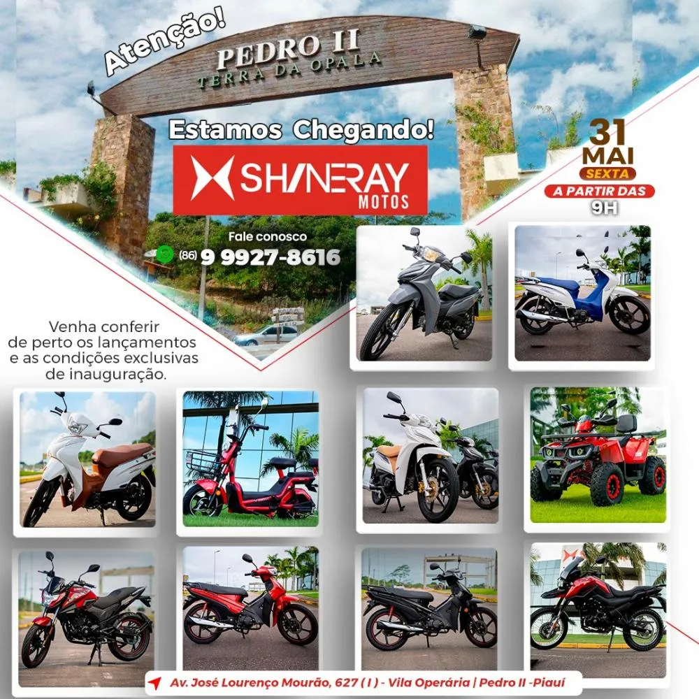 Vem aí a inauguração da Concessionária Shineray em Pedro II!
