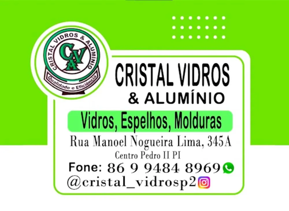 Encontre variedade e qualidade em serviços de vidraçaria e alumínios em Pedro II na Cristal Vidros & Alumínio!