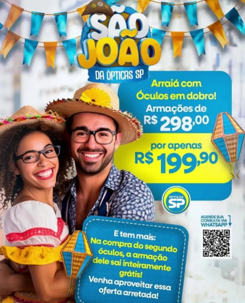 Aproveite as promoções de São João das Ópticas São Paulo e compre seus óculos novos com descontos imperdíveis!