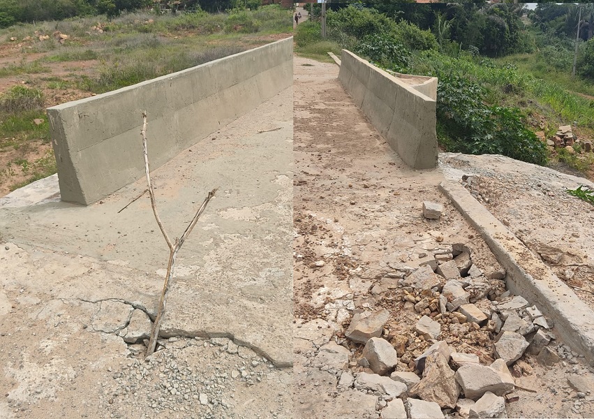 Rachaduras e buracos em ponte preocupam moradores de Pedro II 
