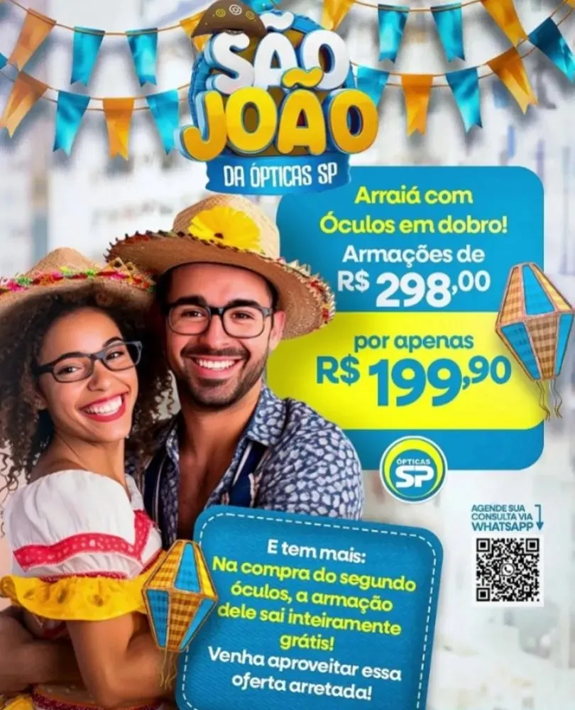 Promoção de São João nas Ópticas São Paulo: Compre seus óculos com descontos imperdíveis!