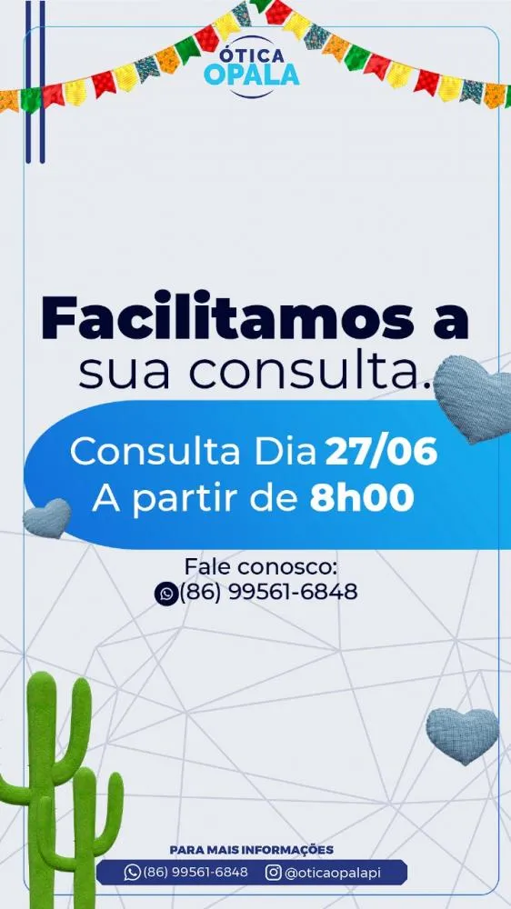 Cuide da sua visão com a Ótica Opala, agende já sua consulta!